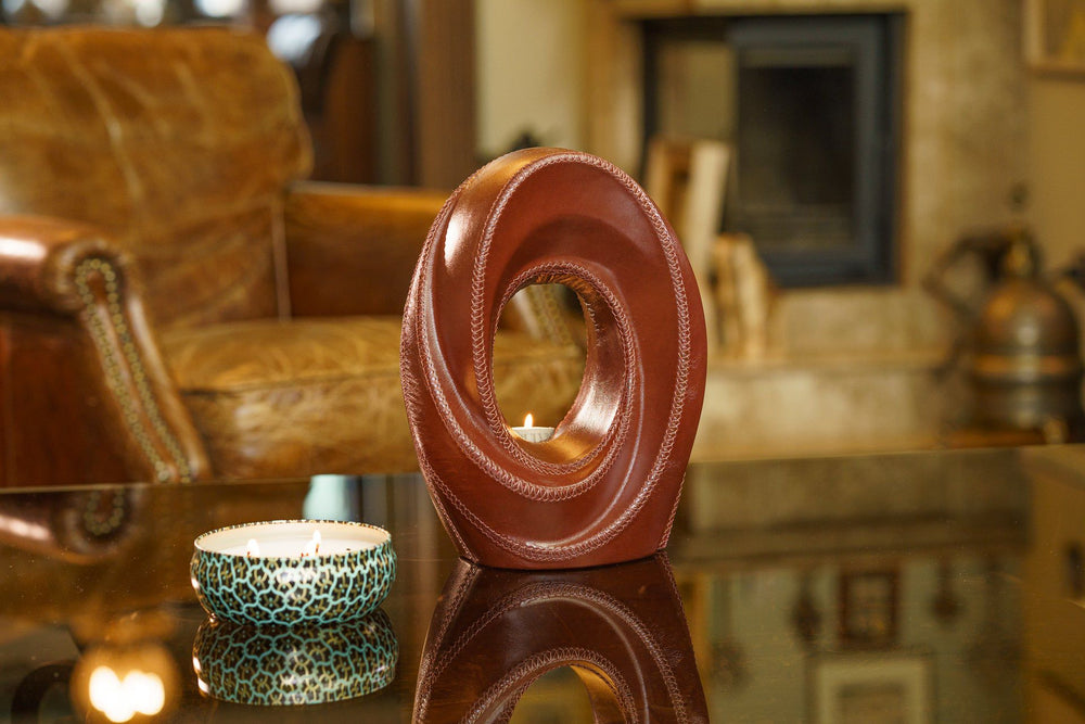 Pulvis Art Urns Exclusive Urn Handmade Cremation Urn for Ashes "The Passage" - Genuine Leather