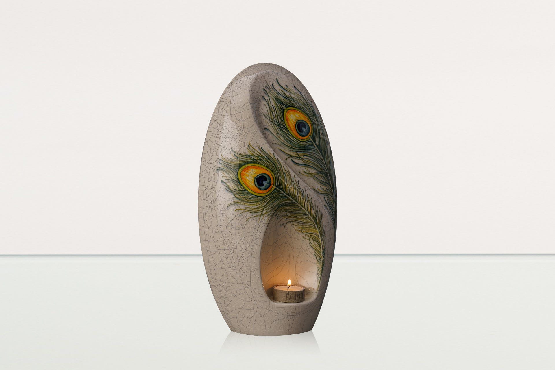 Handmade Decorated Eternity Urn "Feathers" - Large | Ceramic Urn - Pulvis Art Urns