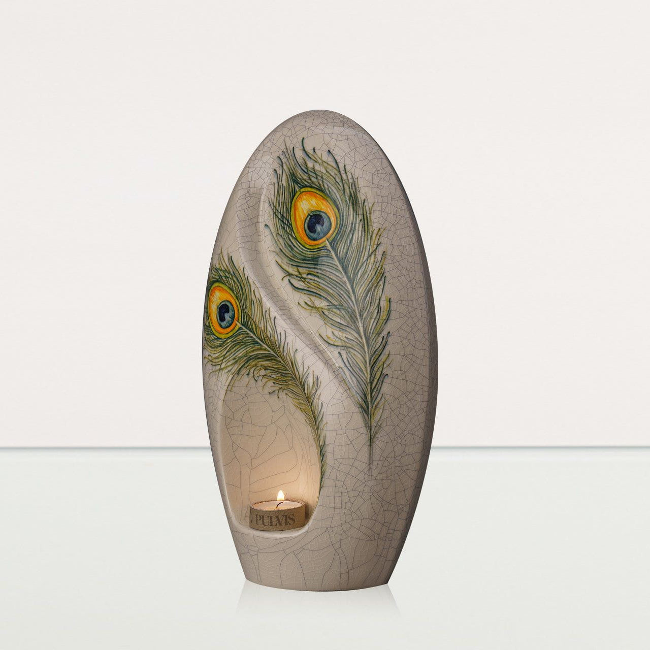 Handmade Decorated Eternity Urn "Feathers" - Large | Ceramic Urn - Pulvis Art Urns