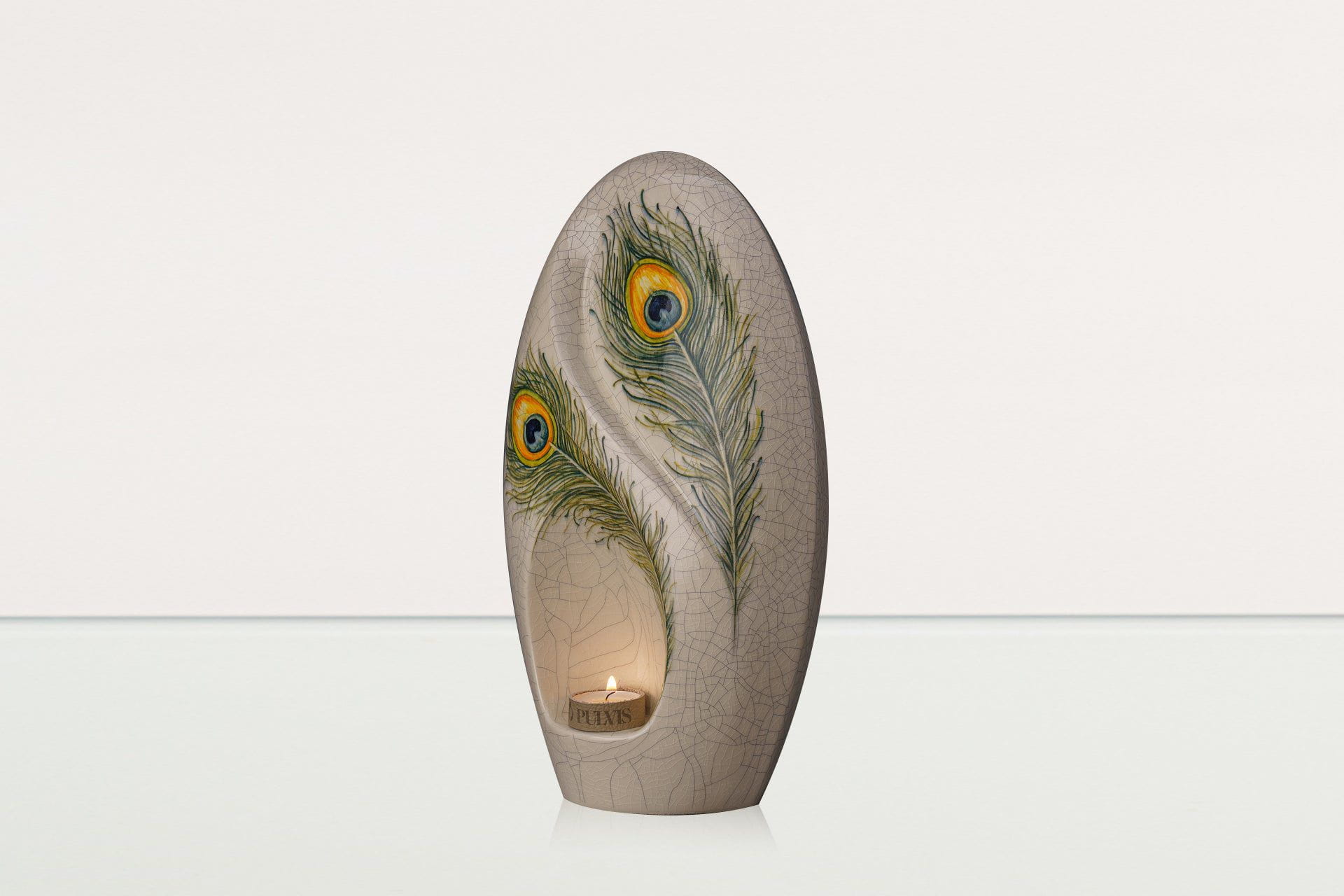 Handmade Decorated Eternity Urn "Feathers" - Large | Ceramic Urn - Pulvis Art Urns