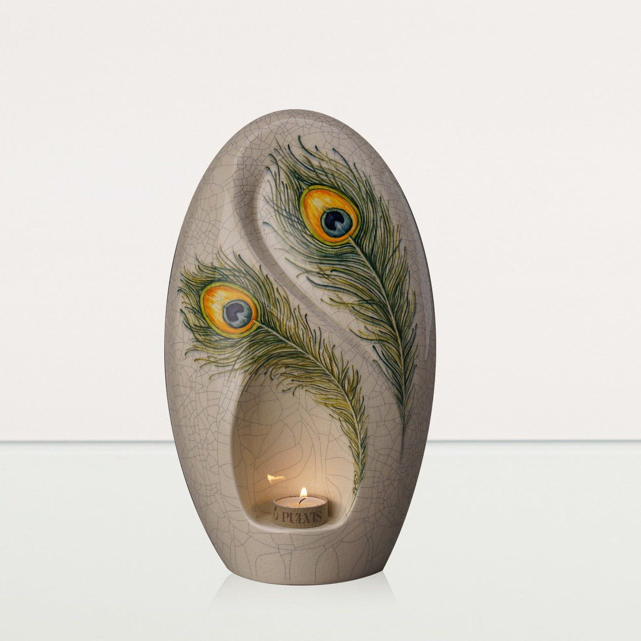 Handmade Decorated Eternity Urn "Feathers" - Large | Ceramic Urn - Pulvis Art Urns