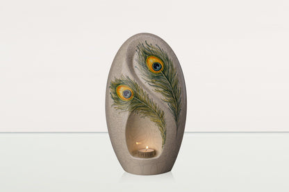 Handmade Decorated Eternity Urn "Feathers" - Large | Ceramic Urn - Pulvis Art Urns