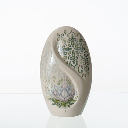 Pulvis Art Urns Exclusive Urn Handmade Decorated Eternity Urn "Lotus" - Large | Ceramic Urn