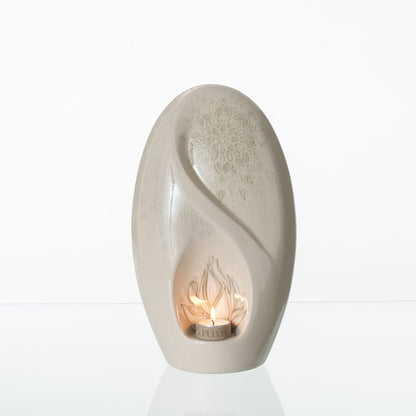 Pulvis Art Urns Exclusive Urn Handmade Decorated Eternity Urn "Lotus" - Large | Ceramic Urn