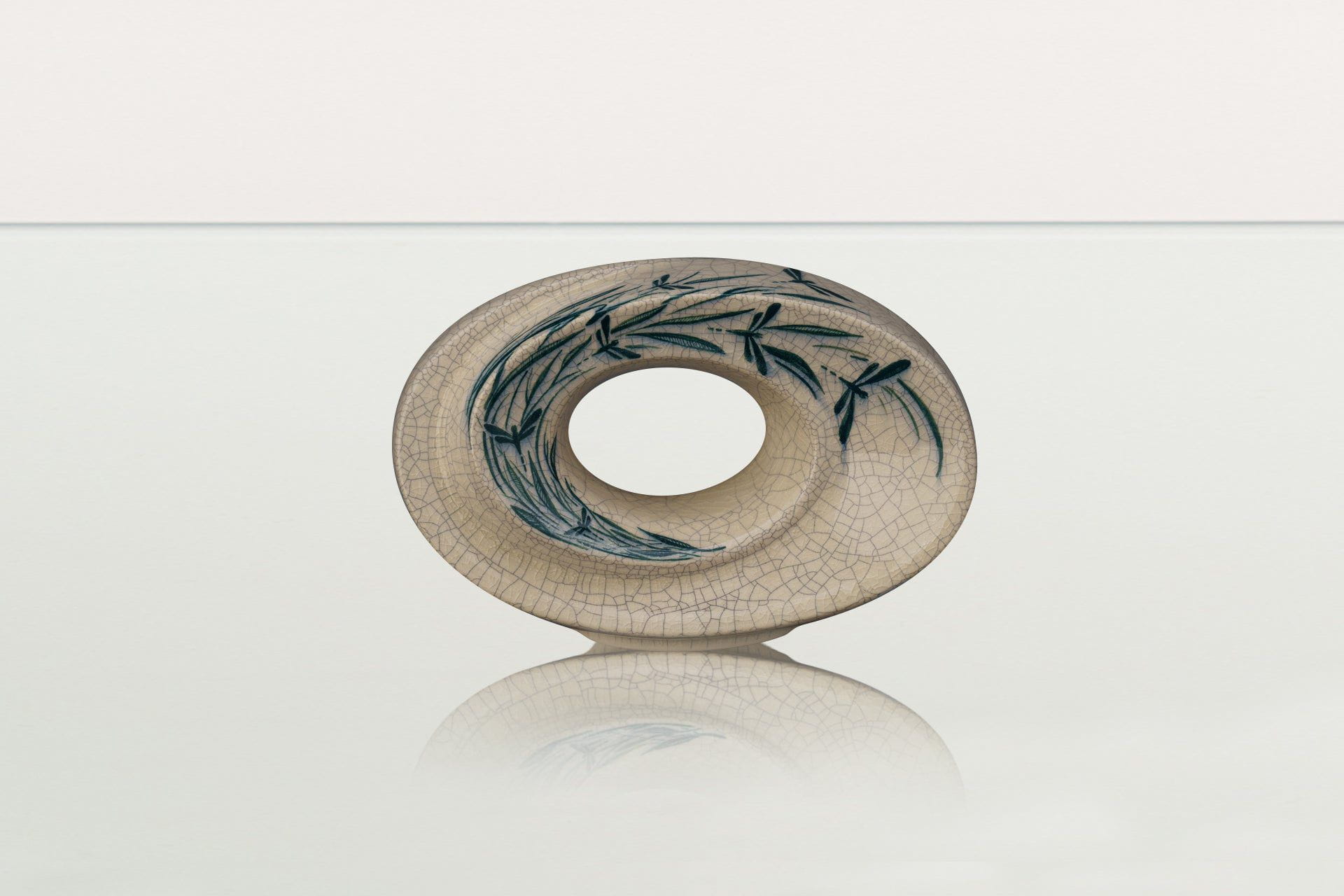 Handmade Decorated Keepsake "The Passage - Dragonflies" - Ceramic - Pulvis Art Urns