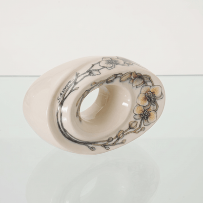 Handmade Decorated Keepsake "The Passage - Orchids" | Ceramic - Pulvis Art Urns