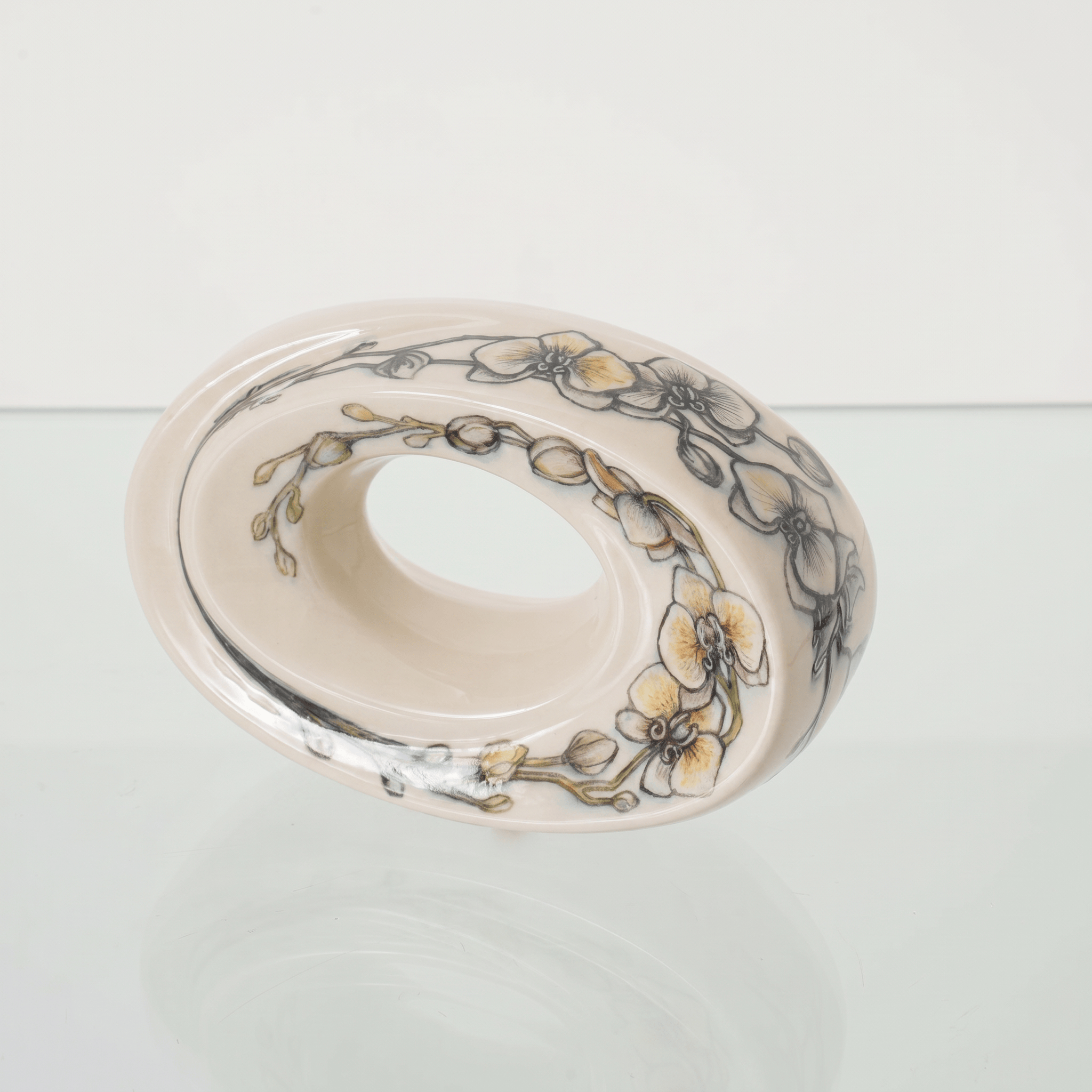 Pulvis Art Urns Exclusive Urn Handmade Decorated Keepsake "The Passage - Orchids" | Ceramic
