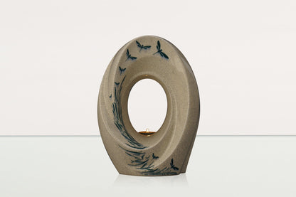 Handmade Decorated Urn "The Passage - Dragonflies" - Large | Ceramic Urn - Pulvis Art Urns