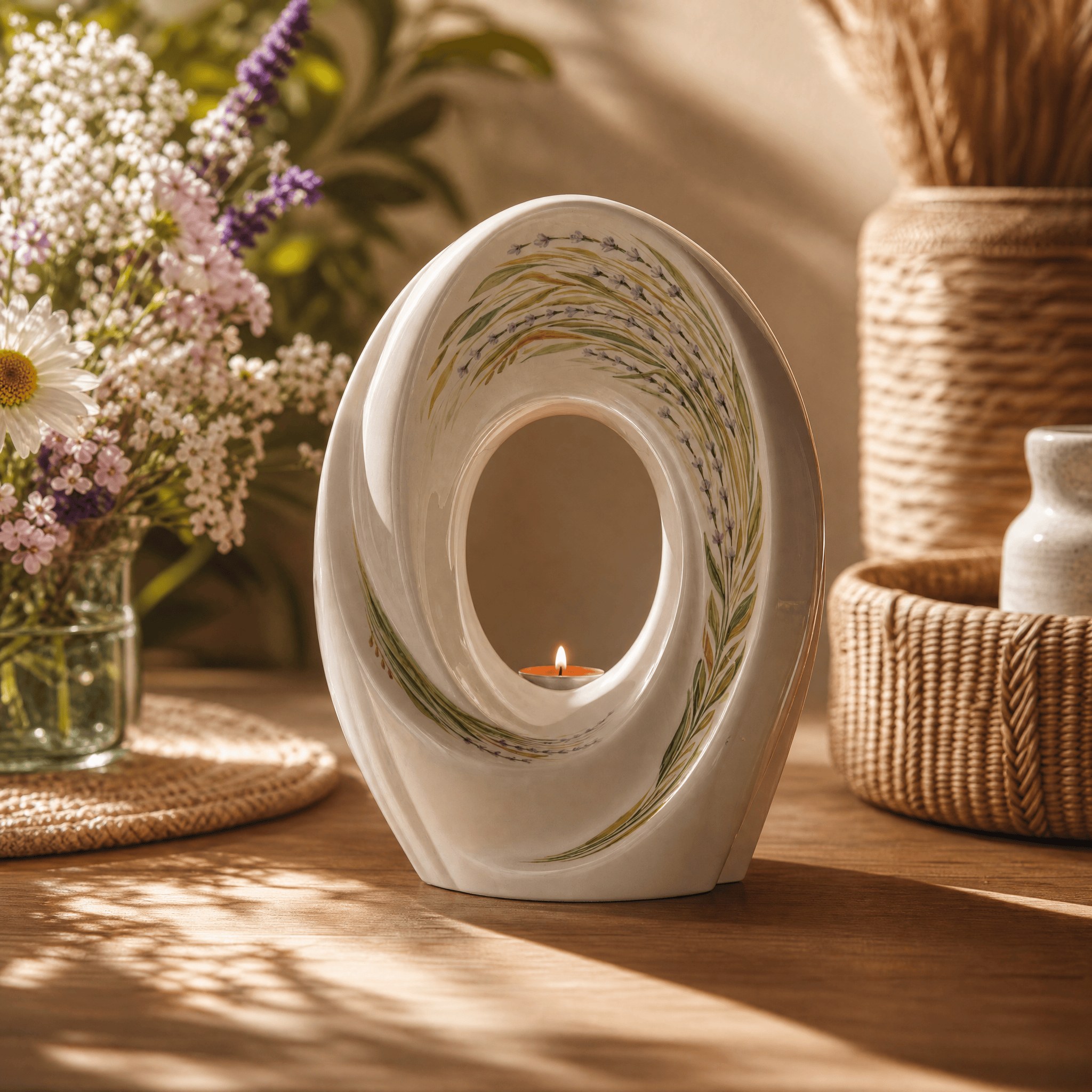 Pulvis Art Urns Exclusive Urn Handmade Decorated Urn "The Passage - Lavender" - Large | Ceramic Urn