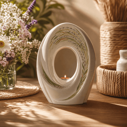Pulvis Art Urns Exclusive Urn Handmade Decorated Urn "The Passage - Lavender" - Large | Ceramic Urn