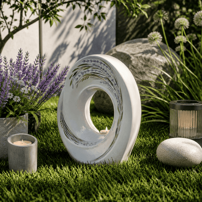 Pulvis Art Urns Exclusive Urn Handmade Decorated Urn "The Passage - Lavender" - Medium | Ceramic