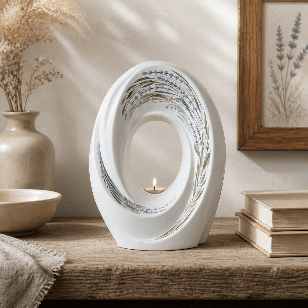 Pulvis Art Urns Exclusive Urn Handmade Decorated Urn "The Passage - Lavender" - Medium | Ceramic