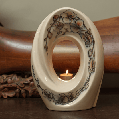 Pulvis Art Urns Exclusive Urn Handmade Decorated Urn "The Passage - Orchids" - Large | Ceramic