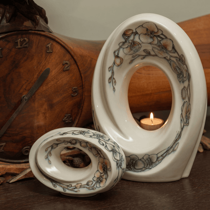 Pulvis Art Urns Exclusive Urn Handmade Decorated Urn "The Passage - Orchids" - Large | Ceramic
