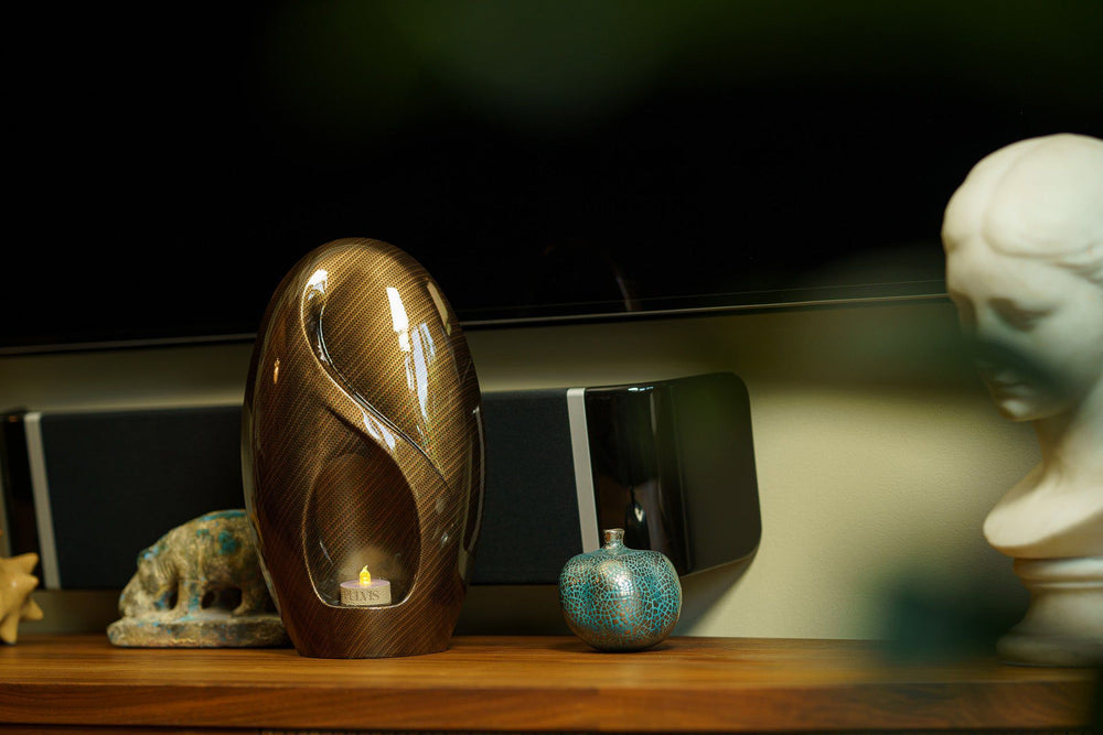 Pulvis Art Urns Exclusive Urn HydroGraphics Urn "Eternity - Carbon" - Large | Ceramic | Hydro Dipping
