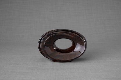 HydroGraphics Urn "The Passage - Mahagony" - Keepsake | Ceramic | Hydro Dipping - Pulvis Art Urns