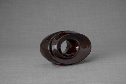 HydroGraphics Urn "The Passage - Mahagony" - Keepsake | Ceramic | Hydro Dipping - Pulvis Art Urns