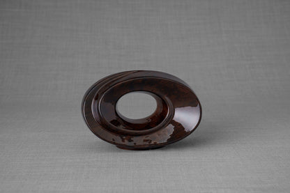 HydroGraphics Urn "The Passage - Mahagony" - Keepsake | Ceramic | Hydro Dipping - Pulvis Art Urns