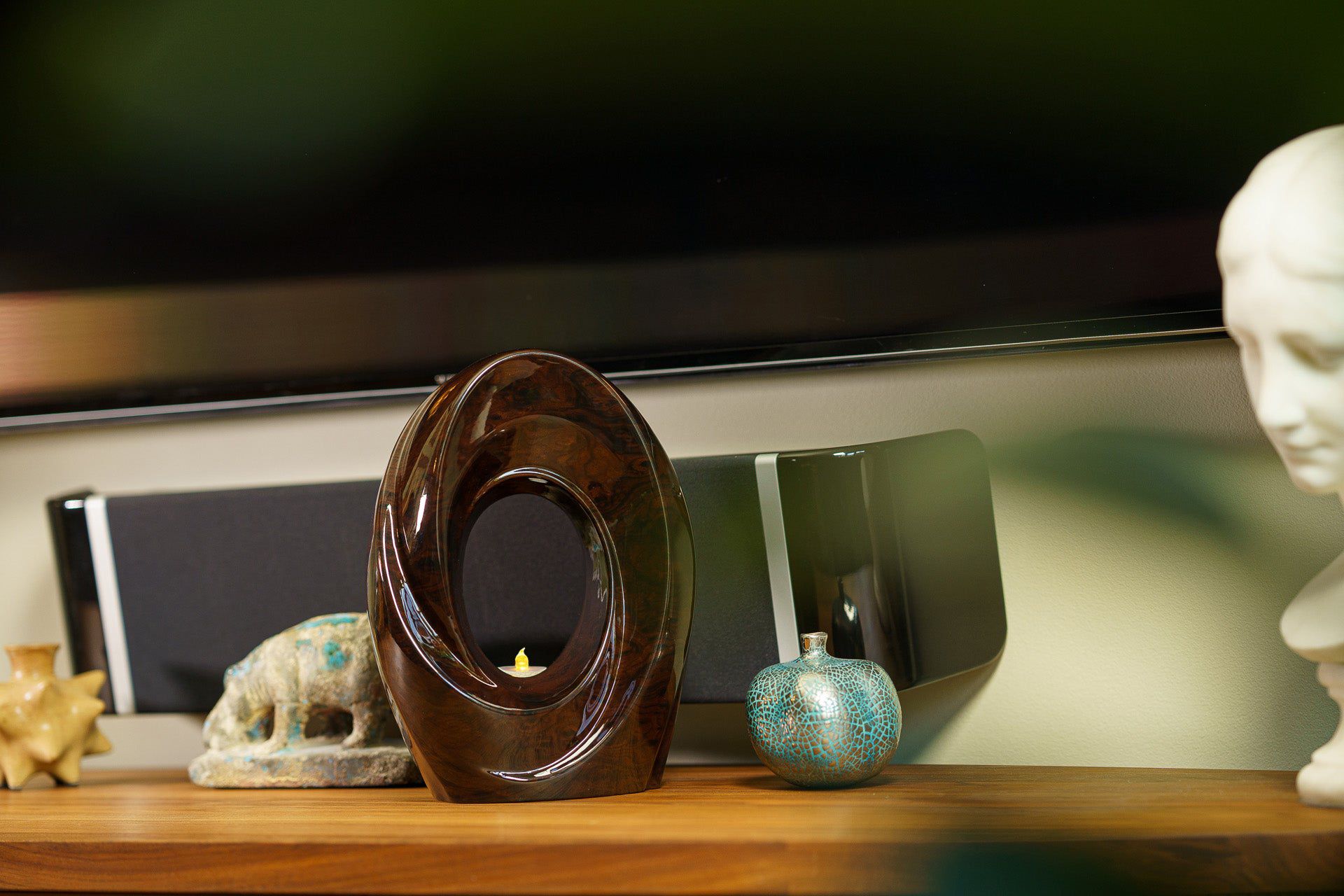 HydroGraphics Urn "The Passage - Mahagony" - Large | Ceramic | Hydro Dipping - Pulvis Art Urns