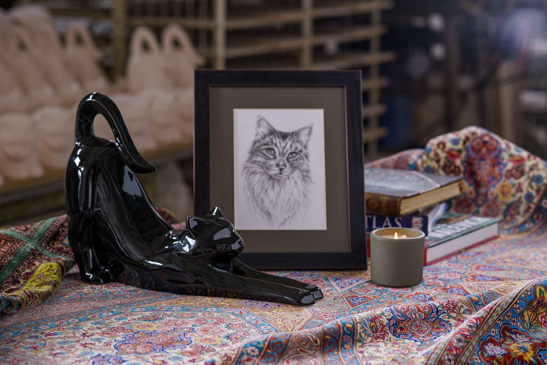 Grace Memorial Bundle - 4 Pieces - Portrait | Urn | Nameplate Holder | Scented Candle - Pulvis Art Urns