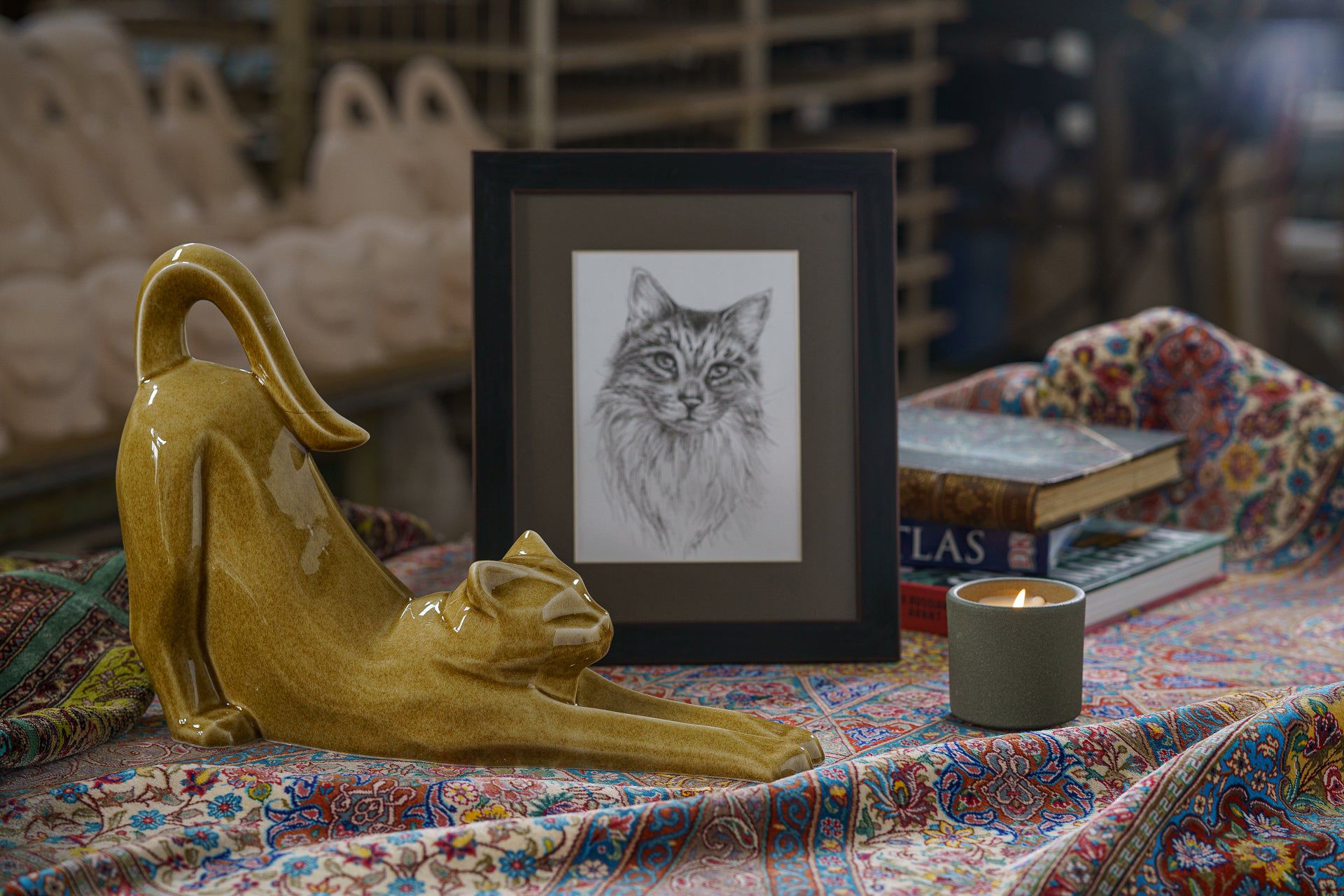 Grace Memorial Bundle - 4 Pieces - Portrait | Urn | Nameplate Holder | Scented Candle - Pulvis Art Urns