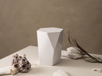 Handmade Urn "Crystal" - Stainless Steel | Matte White - Pulvis Art Urns