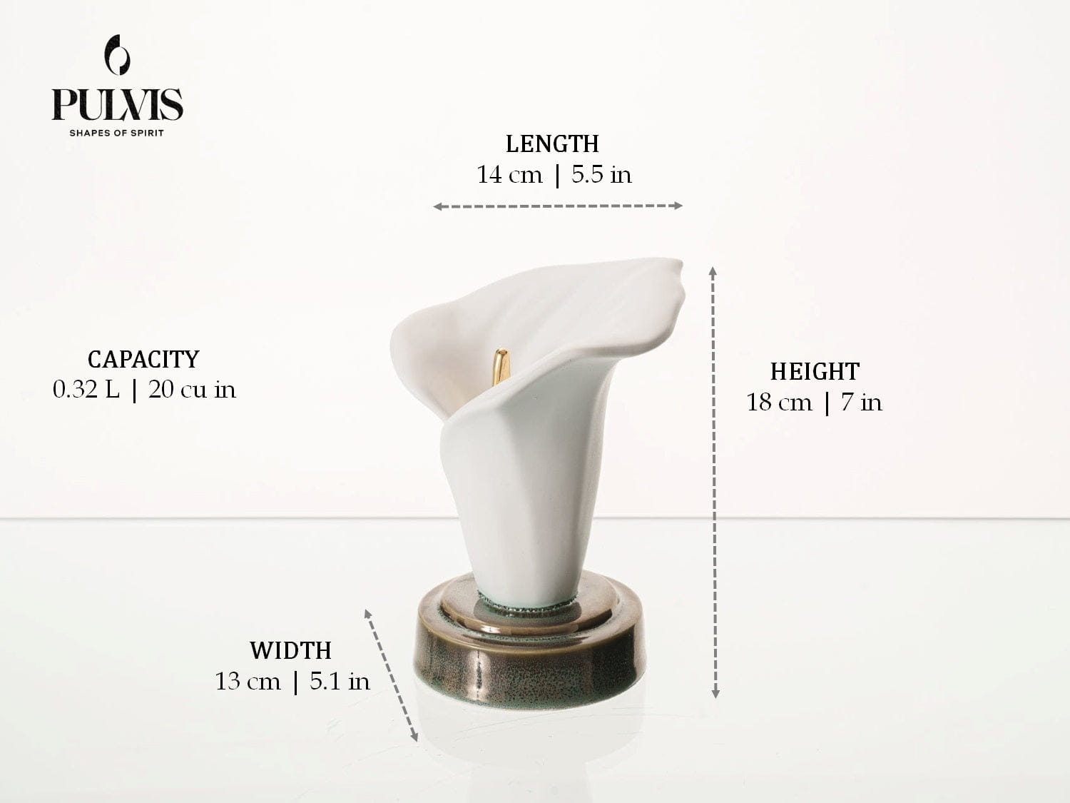 Pulvis Art Urns Keepsake Urn Calla Lily Keepsake Urn - Pearly White | Ceramic