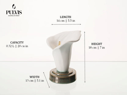 Pulvis Art Urns Keepsake Urn Calla Lily Keepsake Urn - Pearly White | Ceramic