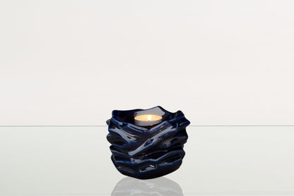 Candleholder Keepsake Urn For Ashes | Cobalt Metallic | Ceramic Keepsake - Pulvis Art Urns