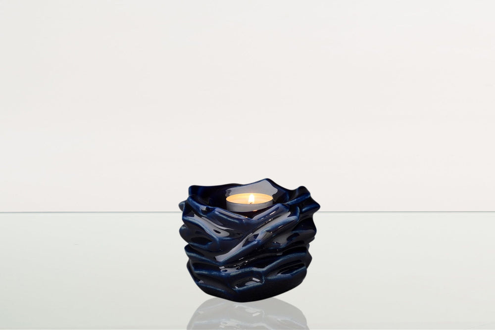 Pulvis Art Urns Keepsake Urn Candleholder Keepsake Urn For Ashes | Cobalt Metallic | Ceramic Keepsake