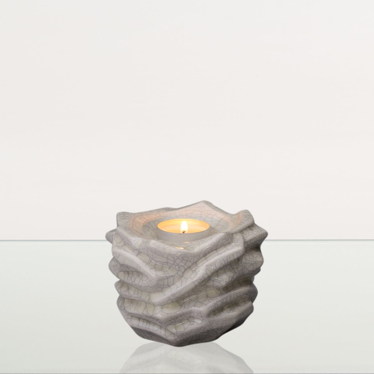 Candleholder Keepsake Urn For Ashes | Craquelure | Ceramic Memorial - Pulvis Art Urns