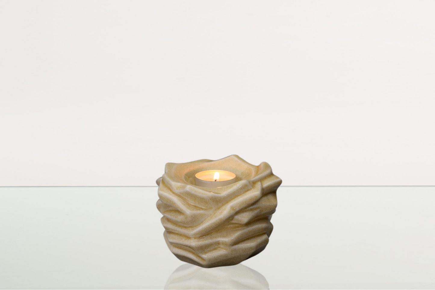 Pulvis Art Urns Keepsake Urn Candleholder Keepsake Urn For Ashes | Light Sand | Ceramic Keepsake