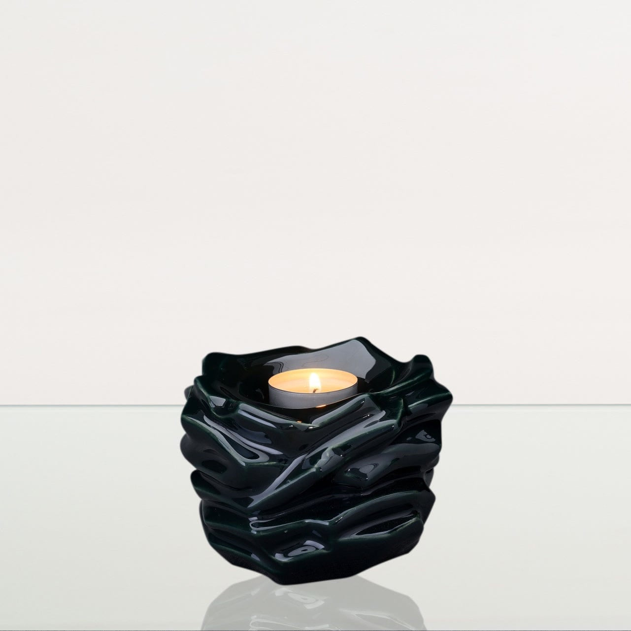 Candleholder Keepsake Urn For Ashes | Oxide Green | Ceramic Keepsake - Pulvis Art Urns