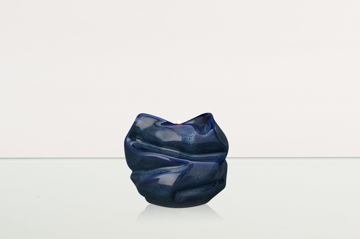 Pulvis Art Urns Keepsake Urn Cremation Keepsake Urn For Ashes With Candle | Blue Melange | Ceramic Urn