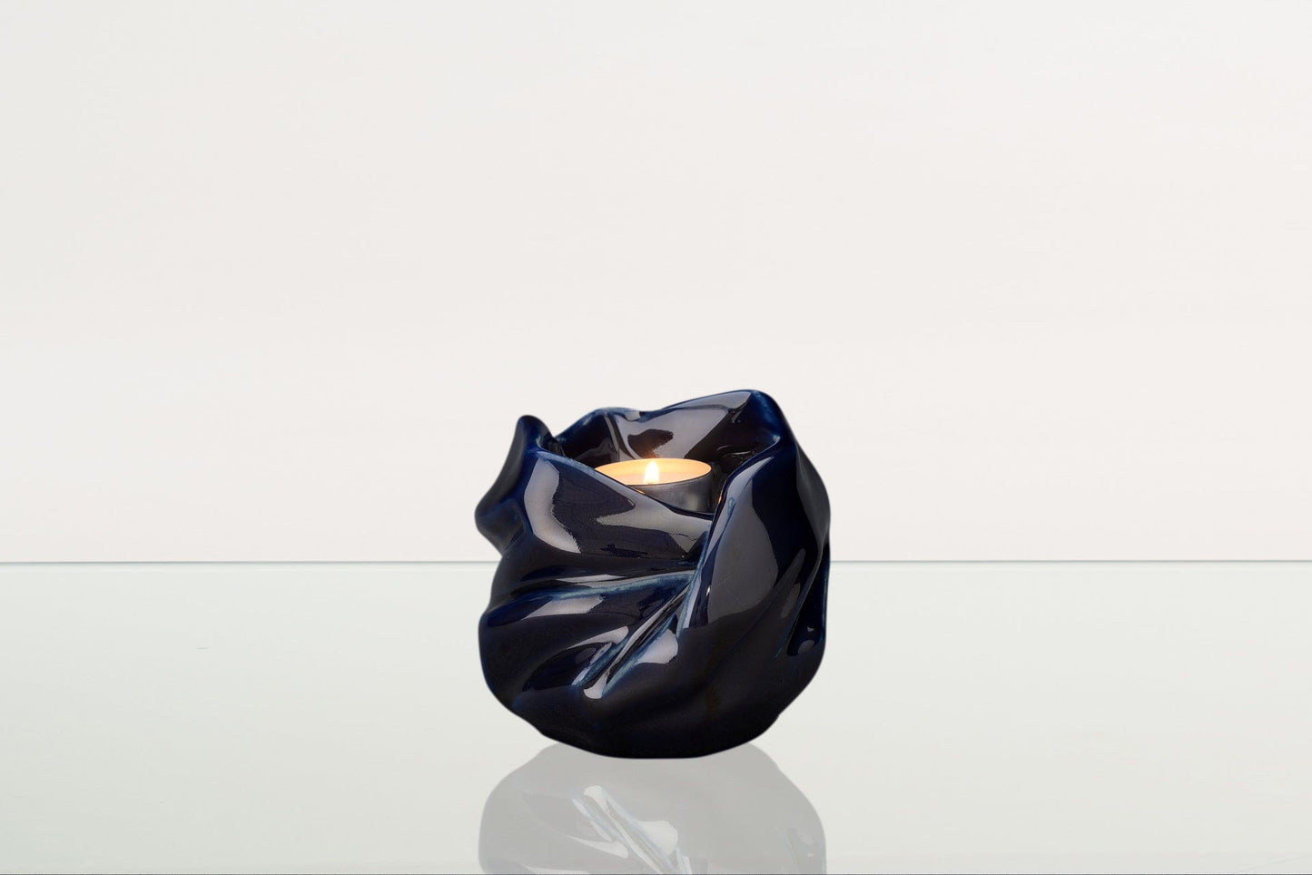 Pulvis Art Urns Keepsake Urn Cremation Keepsake Urn For Ashes With Candle | Cobalt Metallic | Ceramic Urn