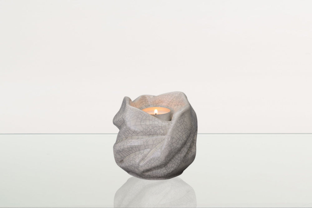 Pulvis Art Urns Keepsake Urn Cremation Keepsake Urn For Ashes With Candle | Craquelure | Ceramic Urn