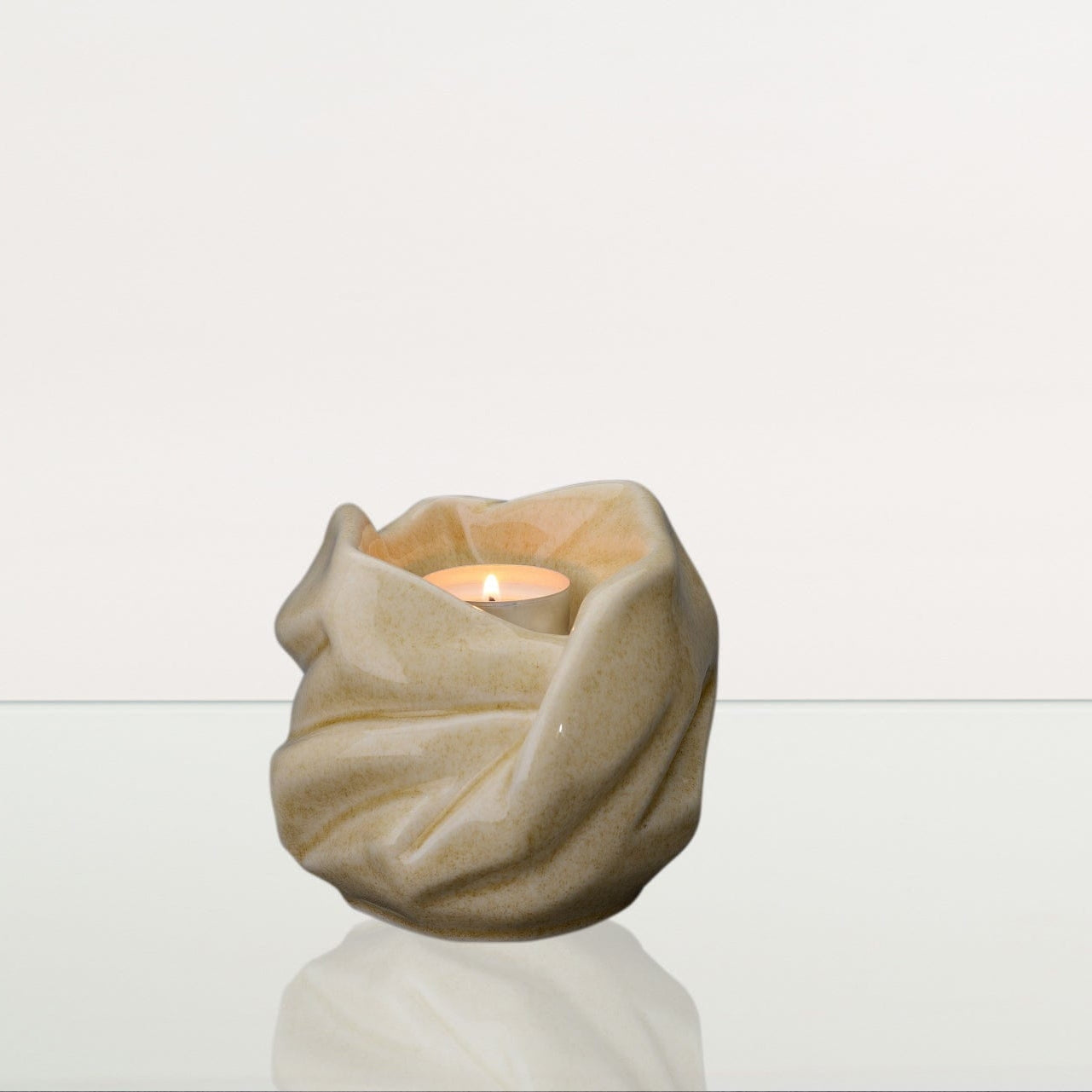 Cremation Keepsake Urn For Ashes With Candle | Light Sand | Ceramic Urn - Pulvis Art Urns