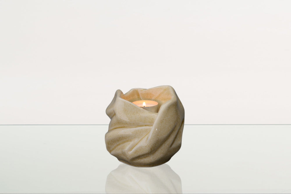 Pulvis Art Urns Keepsake Urn Cremation Keepsake Urn For Ashes With Candle | Light Sand | Ceramic Urn
