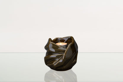 Cremation Keepsake Urn For Ashes With Candle | Oily Green | Ceramic Urn - Pulvis Art Urns