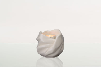Cremation Keepsake Urn For Ashes With Candle | Off-white | Ceramic Urn - Pulvis Art Urns