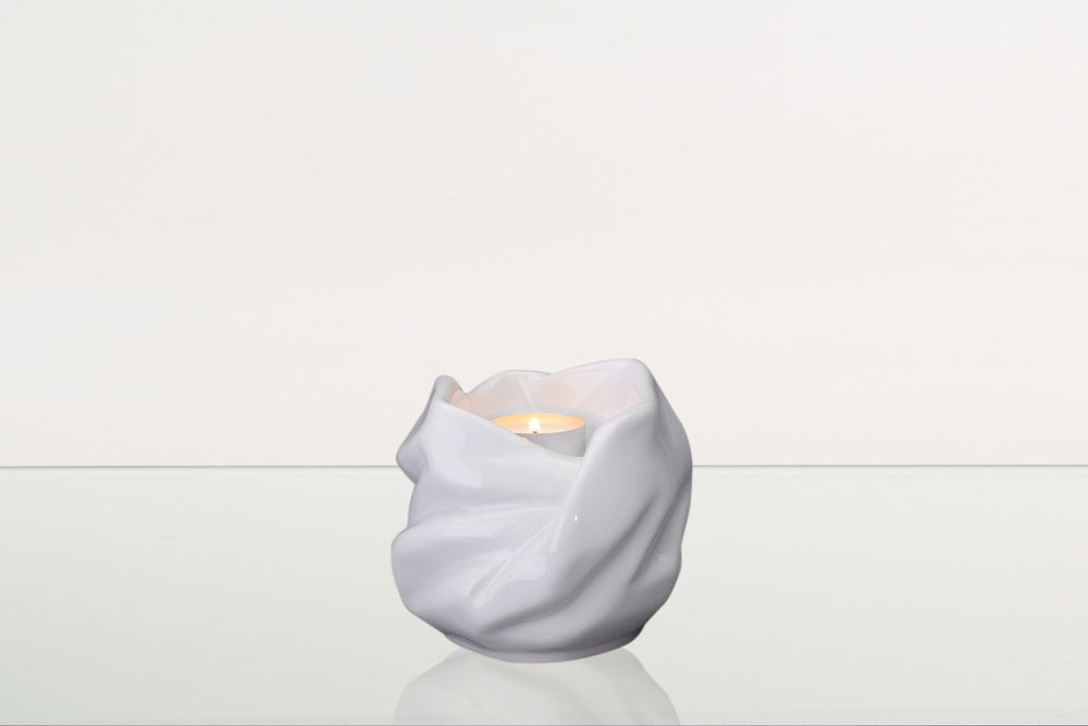 Pulvis Art Urns Keepsake Urn Cremation Keepsake Urn For Ashes With Candle | White | Ceramic Urn
