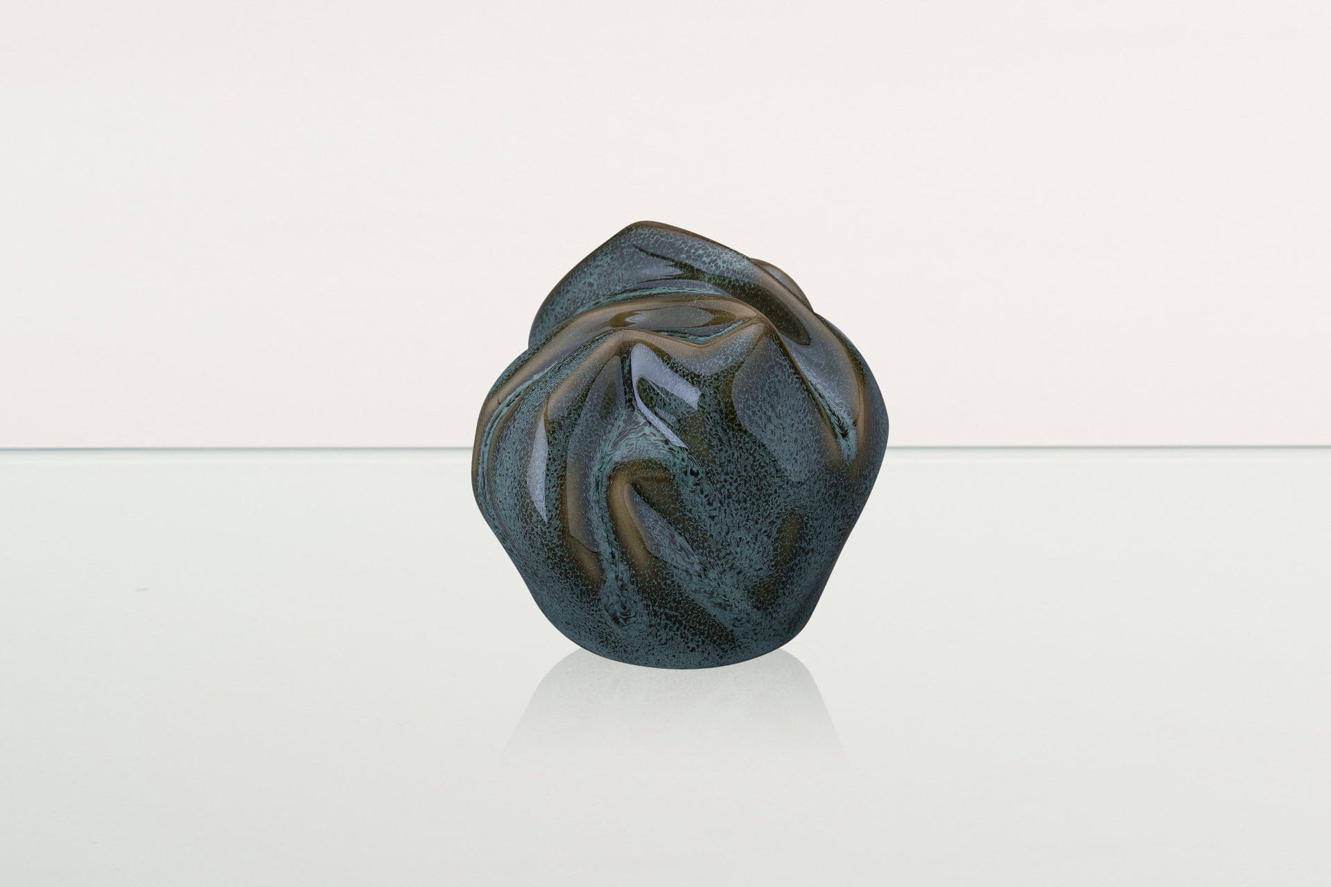 Cremation Keepsake Urn "Precious" - Small Keepsake | Oily Green Melange| Ceramic - Pulvis Art Urns