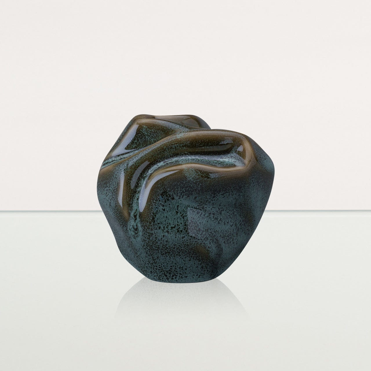 Cremation Keepsake Urn "Precious" - Small Keepsake | Oily Green Melange| Ceramic - Pulvis Art Urns