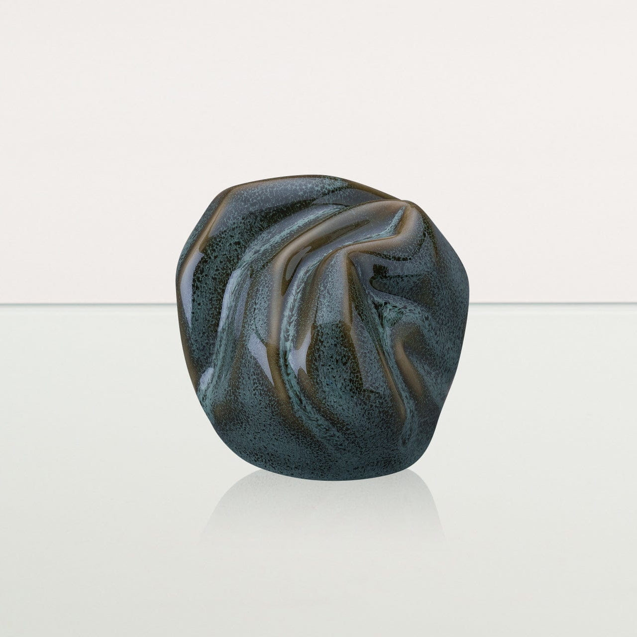 Cremation Keepsake Urn "Precious" - Small Keepsake | Oily Green Melange| Ceramic - Pulvis Art Urns