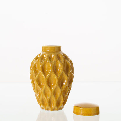 Cremation Urn "Echo" - 3D Printed Ceramic Urn | Amber Yellow | Keepsake - Pulvis Art Urns
