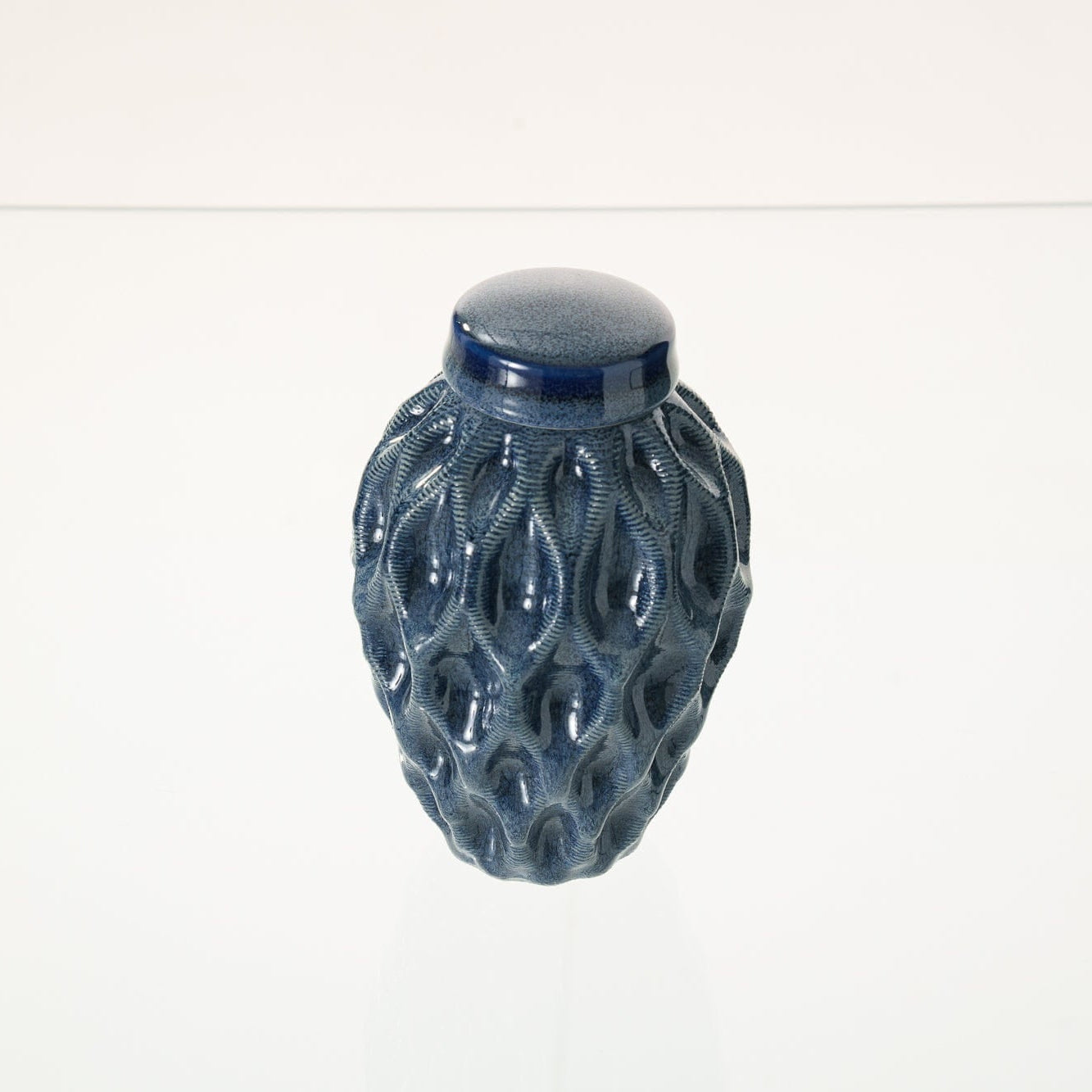 Cremation Urn "Echo" - 3D Printed Ceramic Urn | Blue Melange | Keepsake - Pulvis Art Urns