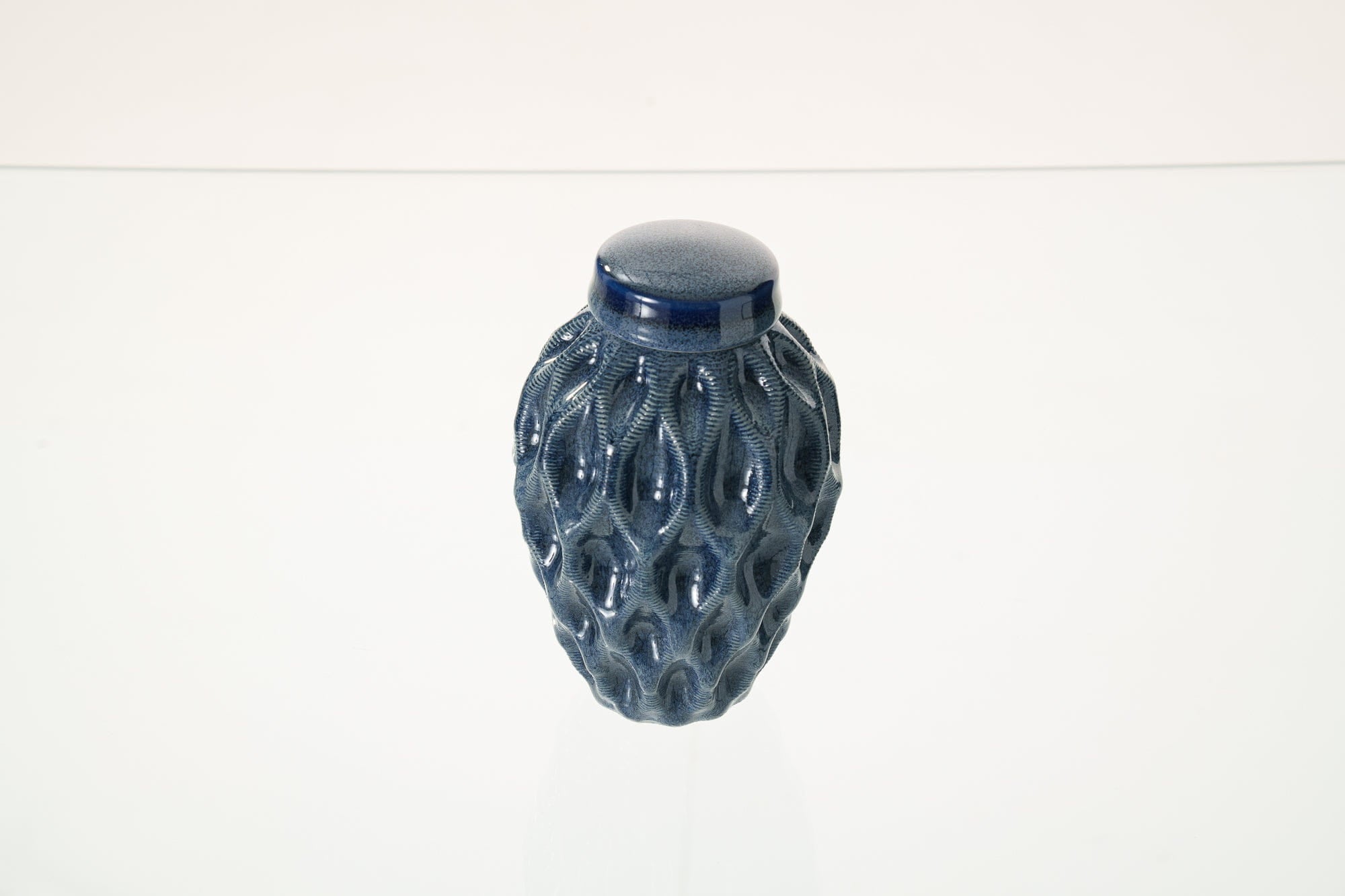Cremation Urn "Echo" - 3D Printed Ceramic Urn | Blue Melange | Keepsake - Pulvis Art Urns