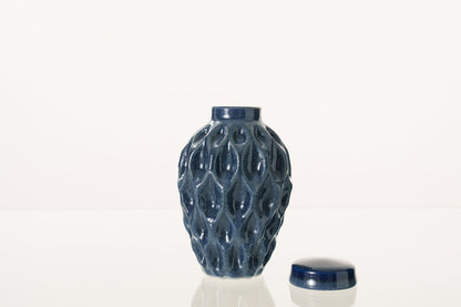Cremation Urn "Echo" - 3D Printed Ceramic Urn | Blue Melange | Keepsake - Pulvis Art Urns