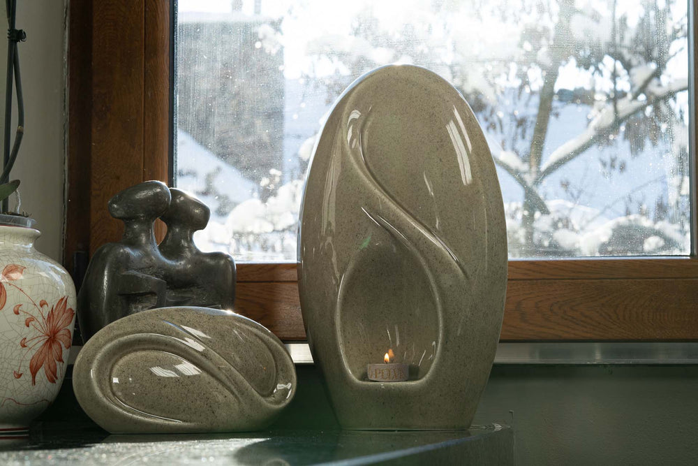
                  
                    Pulvis Art Urns Keepsake Urn Eternity Handmade Cremation Keepsake Urn - Small | Beige Grey | Ceramic
                  
                
