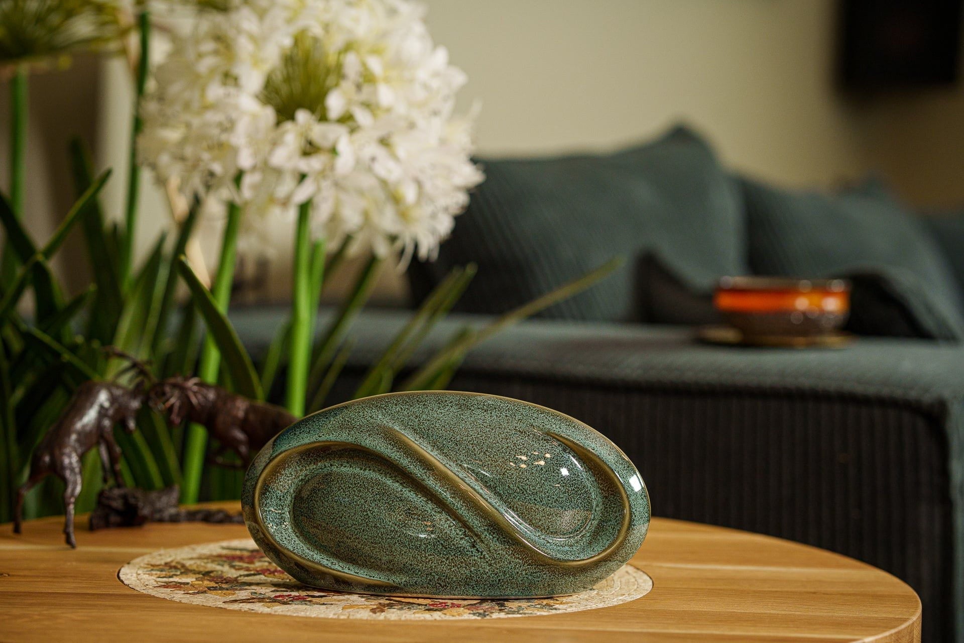 Eternity Handmade Cremation Keepsake Urn - Small Urn | Oily Green Melange - Pulvis Art Urns